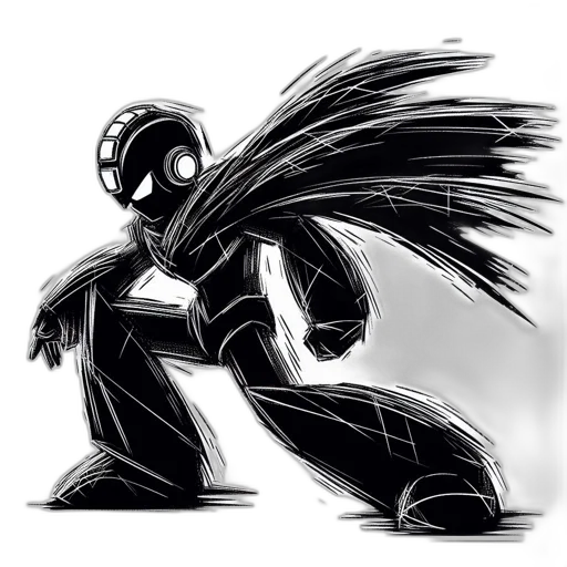 robot, mask, comic book art, concept art, cartoon, pencil sketch, monochrome, dark transparent PNG cut-out