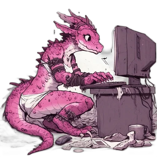 dragon, robot, creature, animal, cyberpunk, concept art, fantasy art, pixel art transparent PNG cut-out