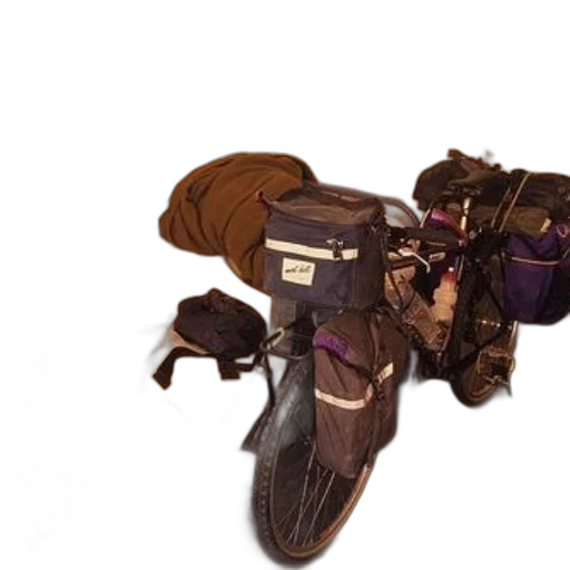 shoes, jacket, bicycle, bags, attached, parked, next, bed transparent PNG cut-out