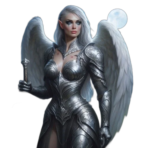 fantasy art, concept art, comic book art, photorealistic, dark, armored, female, figure transparent PNG cut-out