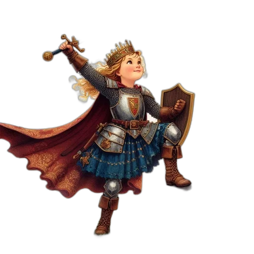 crown, staff, sword, fantasy art, concept art, 3d render, pixel art, girl transparent PNG cut-out