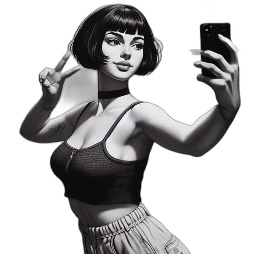 dress, face, weapon, comic book art, cartoon, concept art, fantasy art, neon lights transparent PNG cut-out