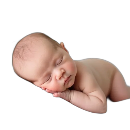 face, hair, photorealistic, 3d render, oil painting, newborn, baby, sleeping transparent PNG cut-out