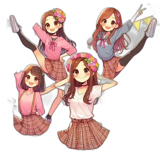 staff, anime, pixel art, cartoon, concept art, pastel, colorful, group transparent PNG cut-out