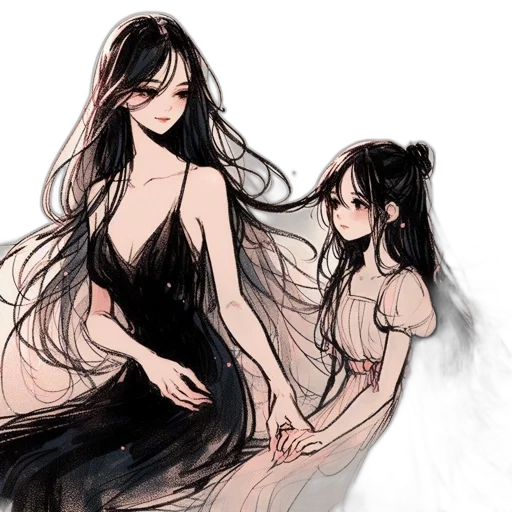 dress, concept art, fantasy art, watercolor, anime, underwater, monochrome, dark transparent PNG cut-out