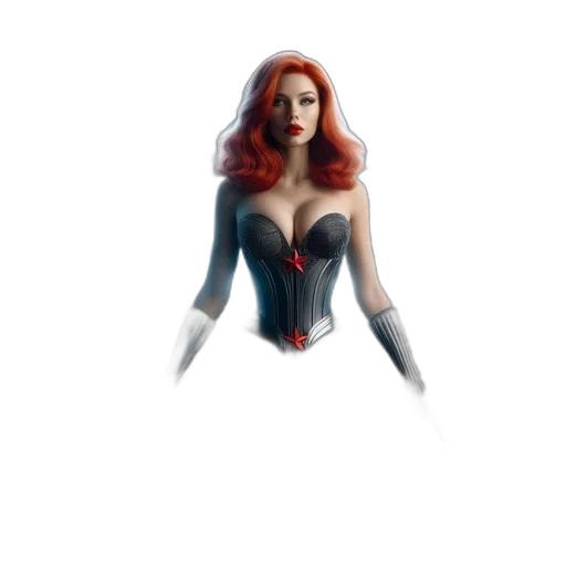dress, comic book art, concept art, 3d render, fantasy art, red, woman, hair transparent PNG cut-out