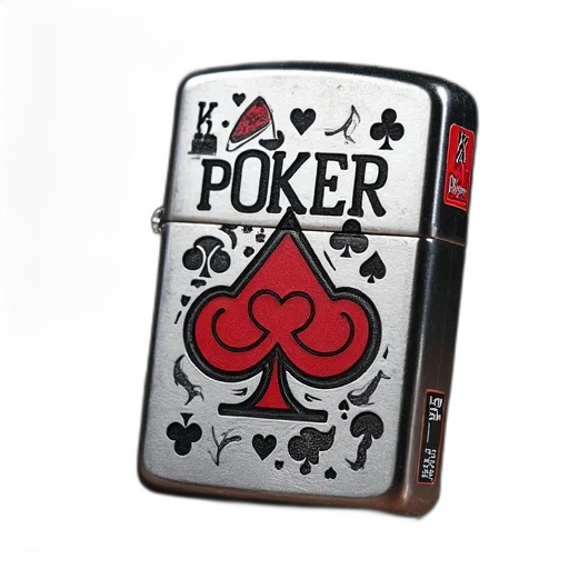silver, lighter, poker-themed, design, displayed, features, word, poker transparent PNG cut-out