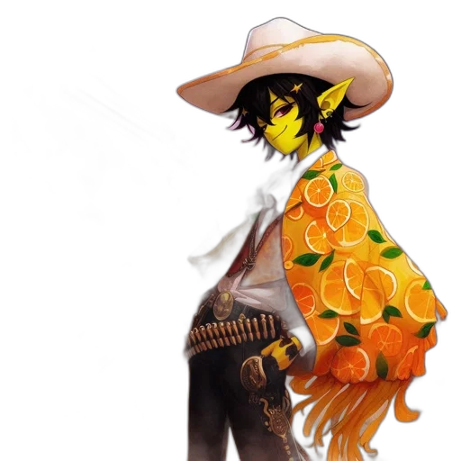 jacket, flower, hat, staff, concept art, fantasy art, pixel art, watercolor transparent PNG cut-out