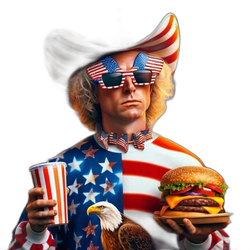 food, jacket, concept art, photorealistic, pixel art, individual, wearing, patriotic transparent PNG cut-out