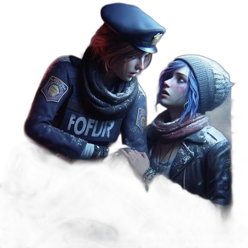 jacket, face, hat, concept art, comic book art, fantasy art, cyberpunk, snow transparent PNG cut-out