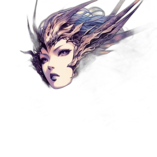 mask, hair, face, dragon, fantasy art, concept art, watercolor, photorealistic transparent PNG cut-out