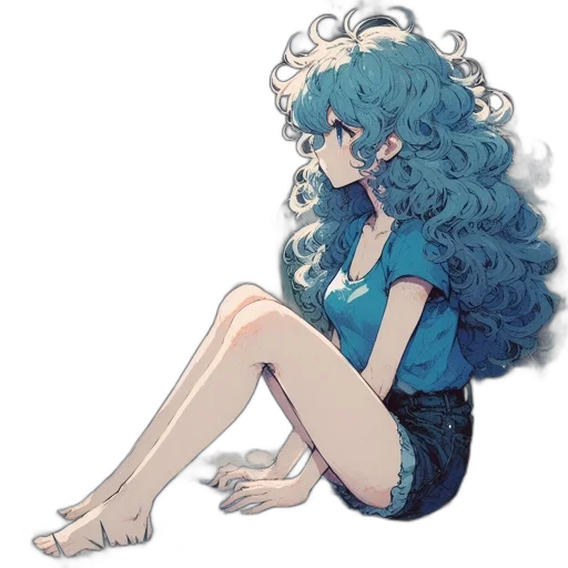 dress, hair, creature, face, anime, concept art, pixel art, watercolor transparent PNG cut-out
