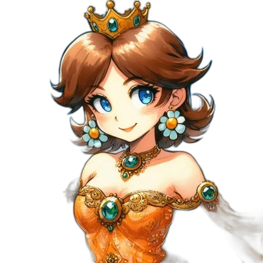 crown, jewelry, dress, staff, concept art, fantasy art, pixel art, anime transparent PNG cut-out
