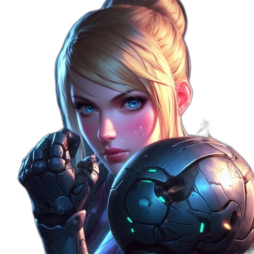 weapon, robot, face, staff, concept art, fantasy art, comic book art, cyberpunk transparent PNG cut-out