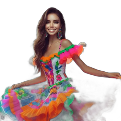 dress, fantasy art, photorealistic, concept art, pixel art, colorful, neon, woman transparent PNG cut-out