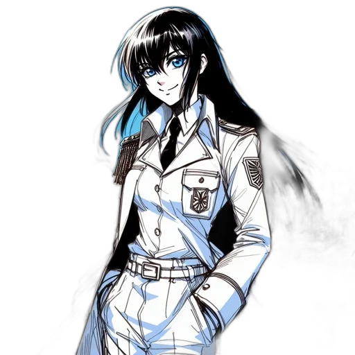 staff, jacket, dress, concept art, anime, cartoon, comic book art, monochrome transparent PNG cut-out