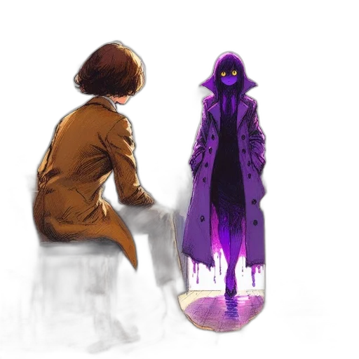 jacket, creature, robot, staff, concept art, watercolor, cyberpunk, comic book art transparent PNG cut-out