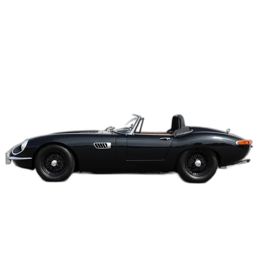 car, sleek, black, sports, closed, top, parked, empty transparent PNG cut-out