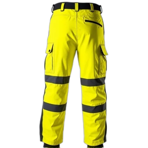jacket, neon, pair, bright, yellow, work, pants, black transparent PNG cut-out