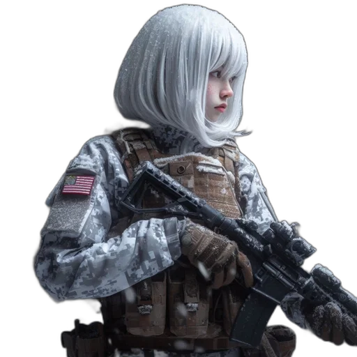 weapon, jacket, face, robot, concept art, 3d render, cyberpunk, photorealistic transparent PNG cut-out
