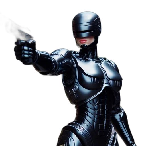 robot, comic book art, concept art, 3d render, humanoid, intricate, details, gun transparent PNG cut-out