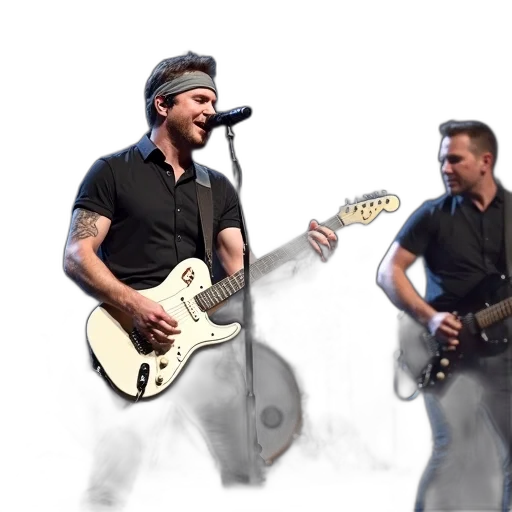 first, image, shows, concert, scene, three, band, members transparent PNG cut-out