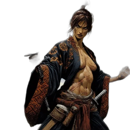sword, concept art, fantasy art, photorealistic, comic book art, fierce, female, warrior transparent PNG cut-out