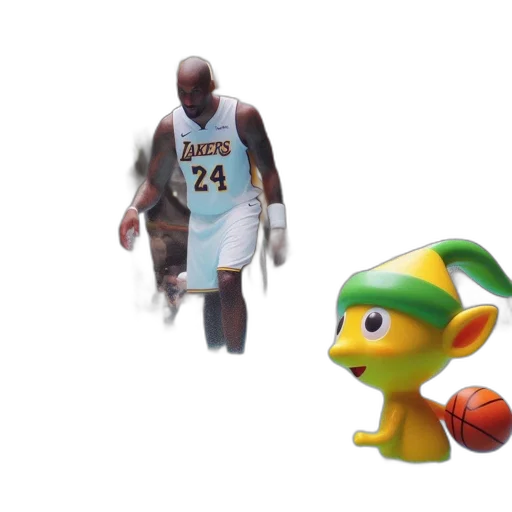 creature, concept art, 3d render, man, lakers, jersey, walks, through transparent PNG cut-out