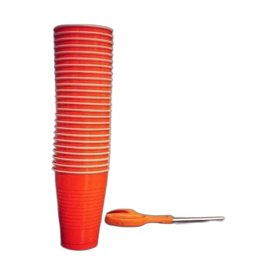 weapon, staff, hair, food, 3d render, stack, orange, cups transparent PNG cut-out