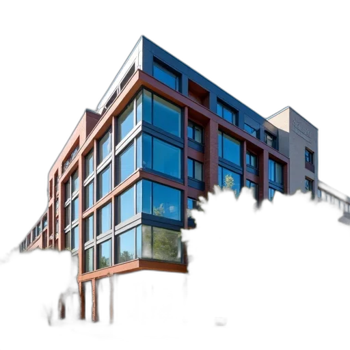 building, 3d render, concept art, photorealistic, modern, apartment, clear, blue transparent PNG cut-out