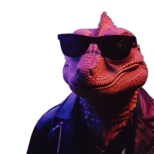 jacket, dragon, animal, mask, vaporwave, 3d render, cyberpunk, anthropomorphic transparent PNG cut-out