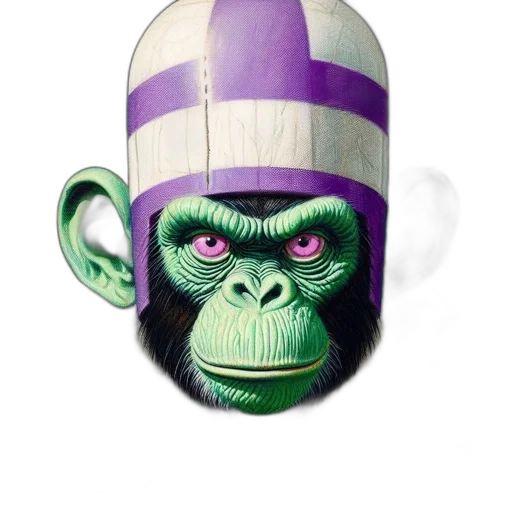 mask, hat, animal, concept art, 3d render, photorealistic, fantasy art, green-skinned transparent PNG cut-out
