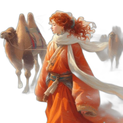 fantasy art, concept art, oil painting, photorealistic, snow, fire, sunset, fog transparent PNG cut-out