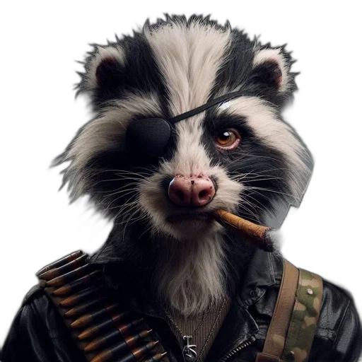 animal, jacket, staff, weapon, concept art, photorealistic, comic book art, fantasy art transparent PNG cut-out