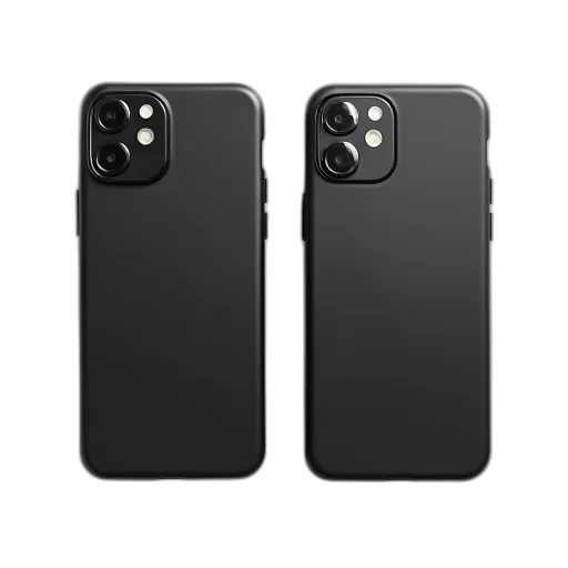 face, animal, 3d render, two, identical, black, smartphone, cases transparent PNG cut-out