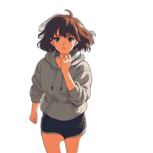 jacket, dress, creature, hair, anime, cartoon, concept art, pixel art transparent PNG cut-out