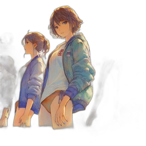jacket, watercolor, concept art, pixel art, anime, fog, fire, neon lights transparent PNG cut-out