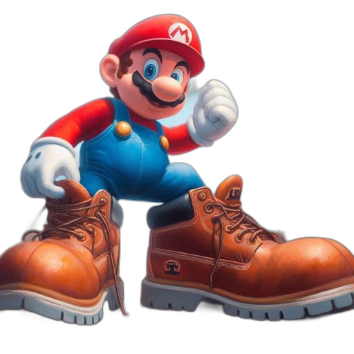 shoes, animal, 3d render, concept art, photorealistic, artistic, rendition, mario transparent PNG cut-out