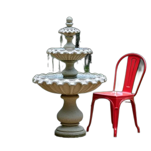 furniture, jewelry, crown, 3d render, red, concrete, fountain, rounded transparent PNG cut-out
