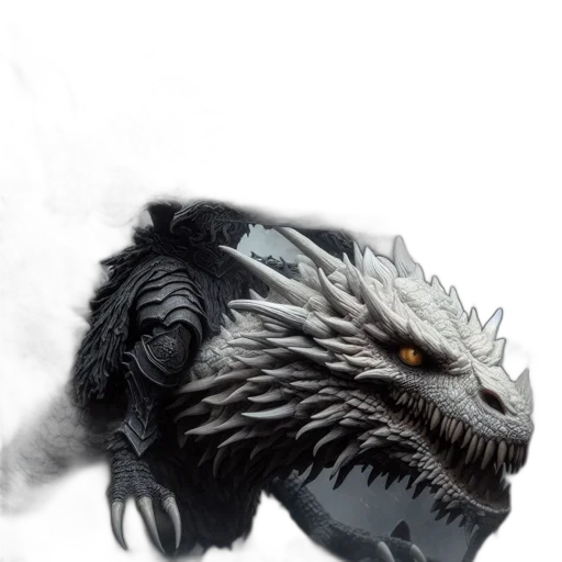 dragon, creature, animal, mask, fantasy art, concept art, photorealistic, 3d render transparent PNG cut-out