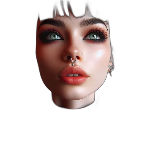 face, mask, robot, jewelry, photorealistic, fantasy art, 3d render, concept art transparent PNG cut-out