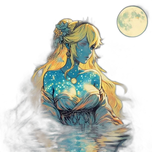 dress, mask, crown, watercolor, concept art, fantasy art, pixel art, underwater transparent PNG cut-out