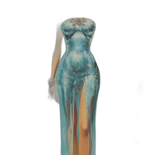 dress, jewelry, 3d render, concept art, blue, woman, dark, hair transparent PNG cut-out