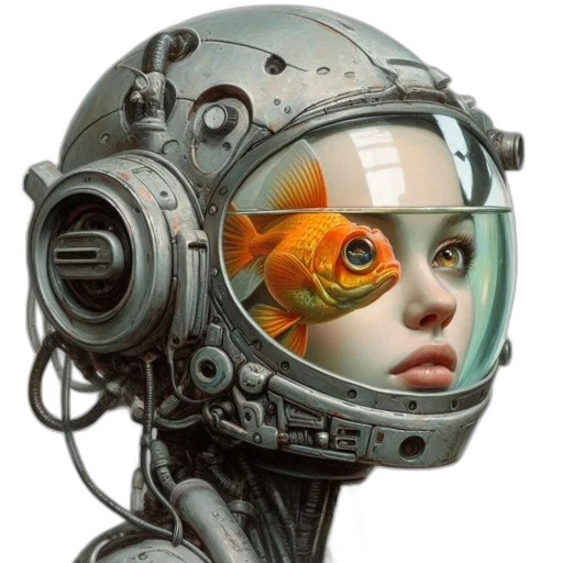 robot, mask, face, creature, cyberpunk, concept art, fantasy art, photorealistic transparent PNG cut-out