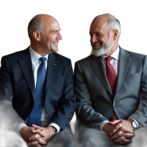 first, image, shows, two, men, one, wearing, dark transparent PNG cut-out