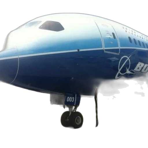 3d render, photorealistic, blue, white, airplane, number, 003, front transparent PNG cut-out