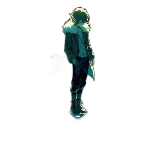 jacket, mask, robot, creature, concept art, pixel art, cyberpunk, watercolor transparent PNG cut-out