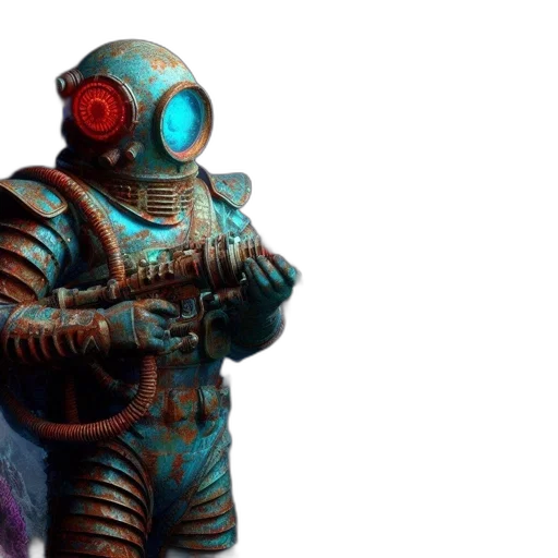 robot, weapon, staff, creature, concept art, 3d render, cyberpunk, vaporwave transparent PNG cut-out