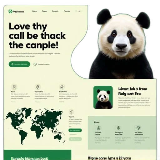green, website, design, featuring, panda, bear, left, side transparent PNG cut-out