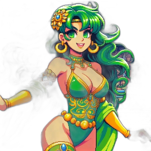 fantasy art, concept art, pixel art, anime, fire, green, colorful, neon transparent PNG cut-out